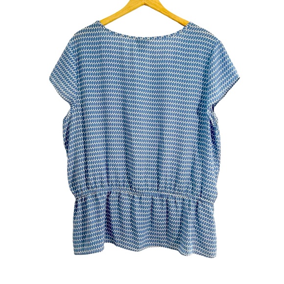 Ann Taylor Factory Peplum Blouse Blue & White Print Size XL - Picture 2 of 7